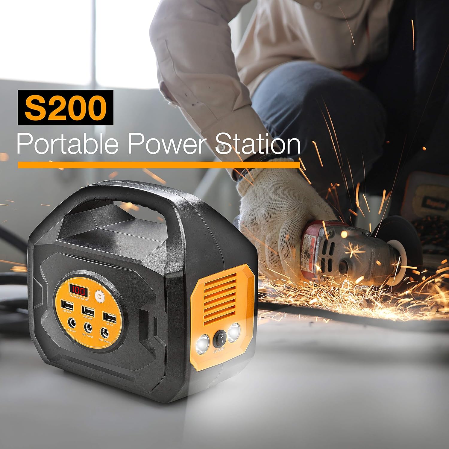 ExpertPower 200-Watt Portable Generator Rechargeable Lithium Power Station with 110VAC Outlets, 12VDC Outputs (Car Socket Included)