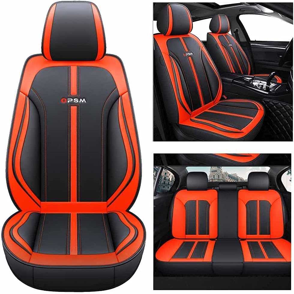 5-Seater Full Set Universal Type Suitable for Most Cars SUV Trucks Pickup Trucks Leather Car Seat Cushion(Black-Blue)
