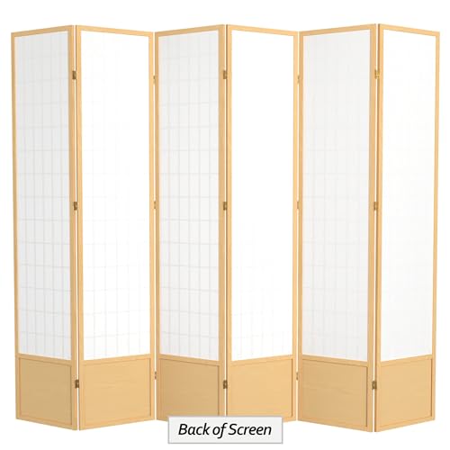 Red Lantern 7 ft. Tall Window Pane Shoji Screen-White-3 Panels Room Divider