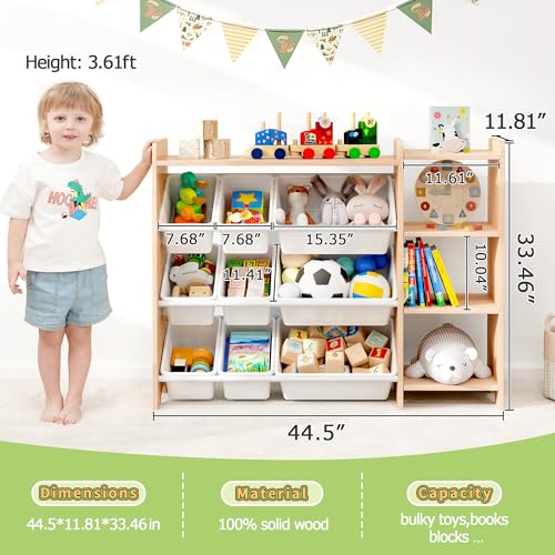 MallBest 4-Tier Kids' Toy Storage Organizer Shelf - 100% Solid Wood