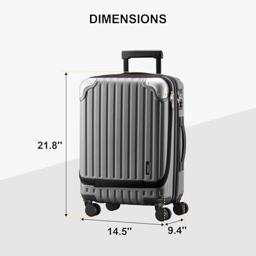 LEVEL8 Grace Carry on Luggage Airline Approved, 20 Inch Expandable Hardside Suitcases with wheels, Abs+Pc Harshell Spinner Luggages with Tsa Lock, Red
