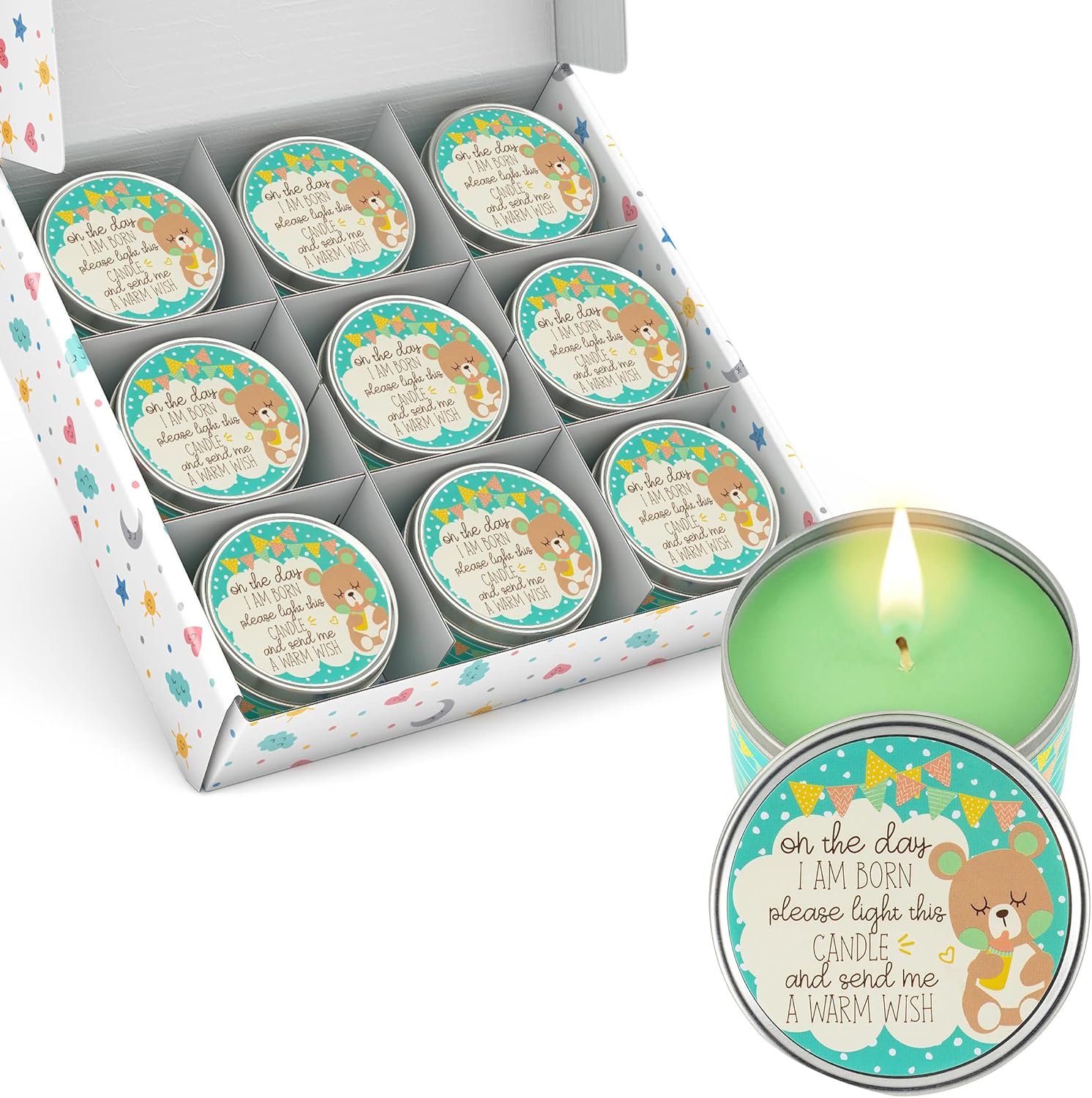Totally Unique Baby Shower Party Favors Candles for Boys (9 Pack) | Baby Shower Favors for Guests Boy | Baby Shower Favors for Boys | Blue Baby