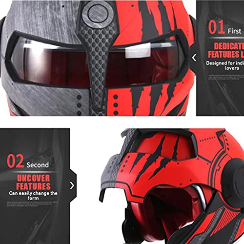 XINLIFE Motorcycle Helmet Full Face Predator Helmet Motorcycle, Personality Cool Flip Open Helmet Mask for Motorcycle