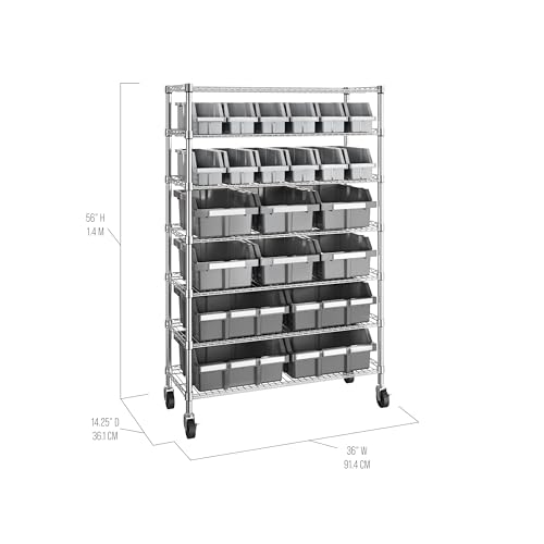 Seville Classics Heavy Duty NSF Bin Rack Solid Steel Wire Shelving Storage Unit, Patented Organizer for Garage, Warehouse, Office, Restaurant