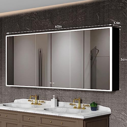 Medicine Cabinets with Mirror, Bathroom Mirror Cabinet with Outlets & USB, Medicine Cabinets for Bathroom with Defogger