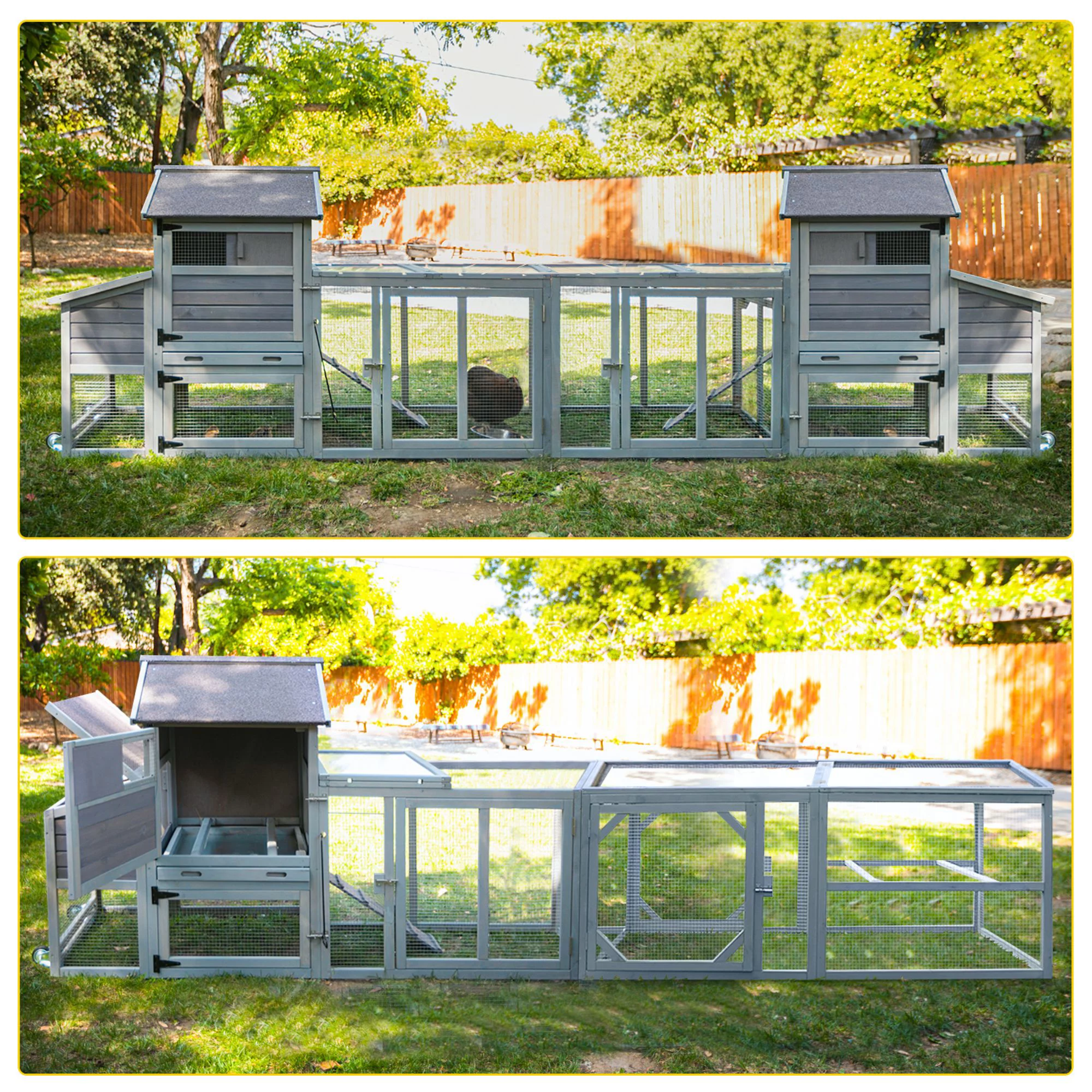 Morgete 81" Wooden Chicken Coop with Wheels Large Hen House for 4 Chickens