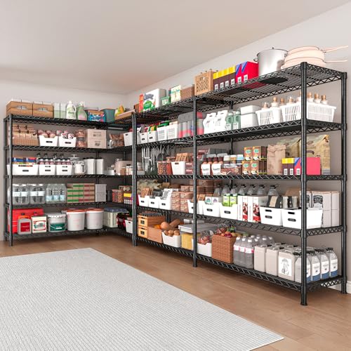 REIBII 73''W Storage Shelves Load 1650 LBS Metal Shelving 5-Tier Wire Shelving Unit for Storage Rack Adjustable Heavy Duty Metal Shelves for Pantry