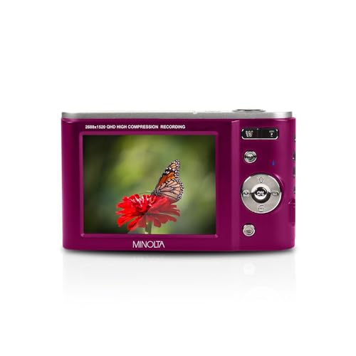 Minolta MND20 44MP Digital Camera &ndash; 2.7K Ultra HD Video, 16X Digital Zoom, Anti-Shake Stabilization, Time Lapse, Face Detection