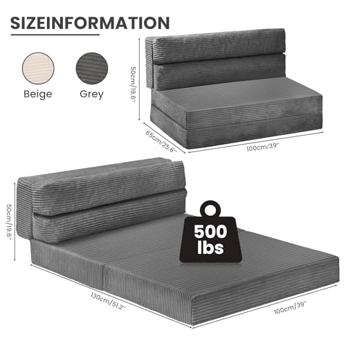 Folding Sofa Bed, Convertible Sleeper Chair with Pilow Foldable Matress