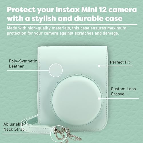 Fujifilm Instax Mini 12 Instant Camera Bundle with Fujifilm Instax Mini Instant Film Value Pack (60 Sheets) with Accessories Including Protective