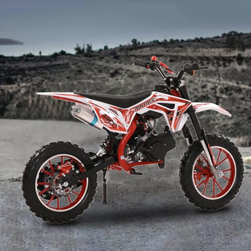 Mini Dirt Bike, 50 CC Gas Powered Mini Bike 2 Stroke, Off Road Motorcycle for Kids and Adult, Kids Dirt Bike with Front & Rear Disc Brakes