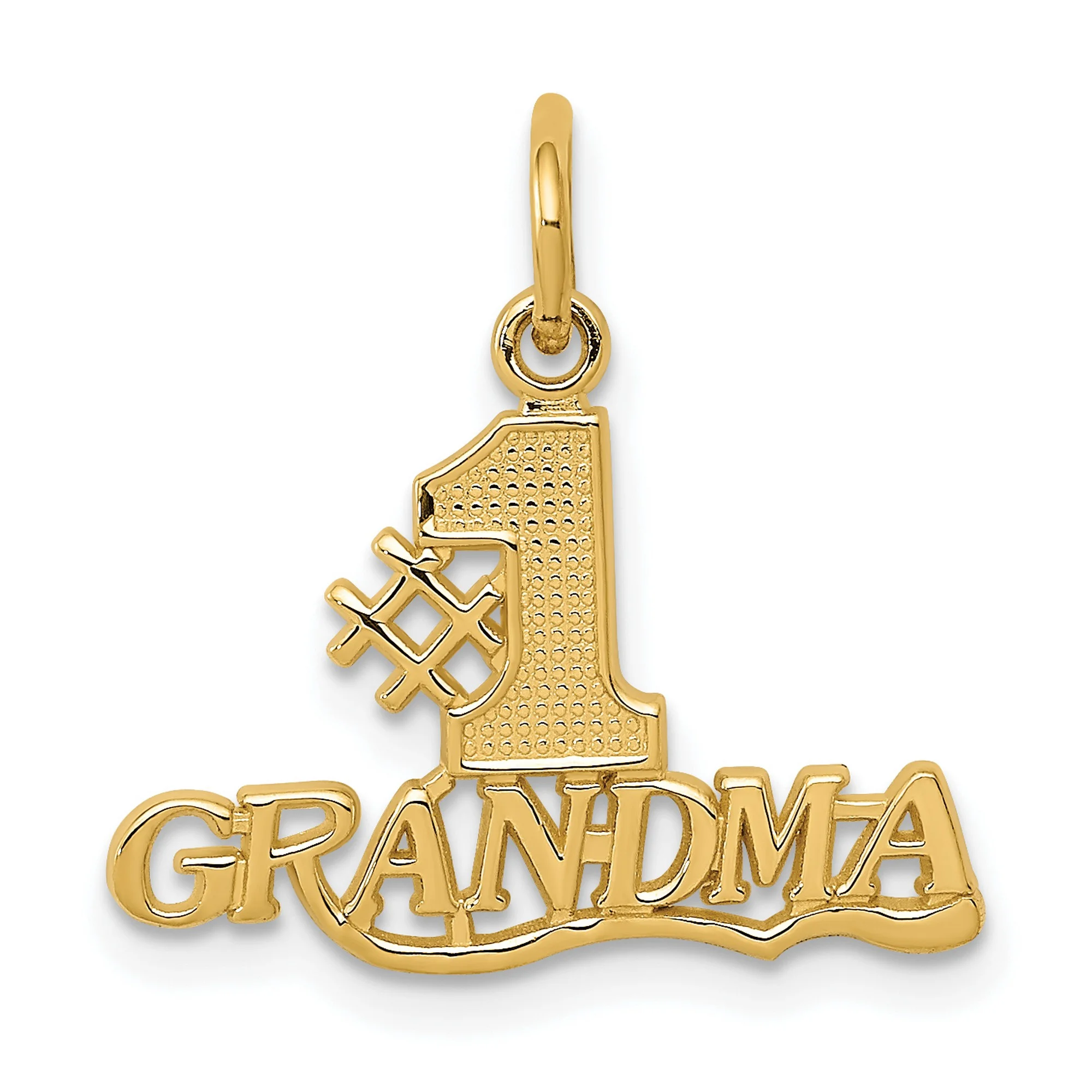 Solid 14k Yellow Gold #1 Grandma Words Pendant