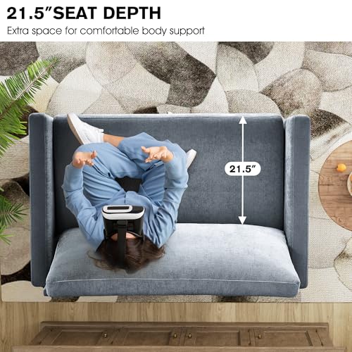 51" Loveseat Sleeper Sofa Bed, Chenille Convertible Floor Sofa Bed for Small Spaces, Folding Couch Bed with Deep Seat, 2 Pillows & Solid Frame