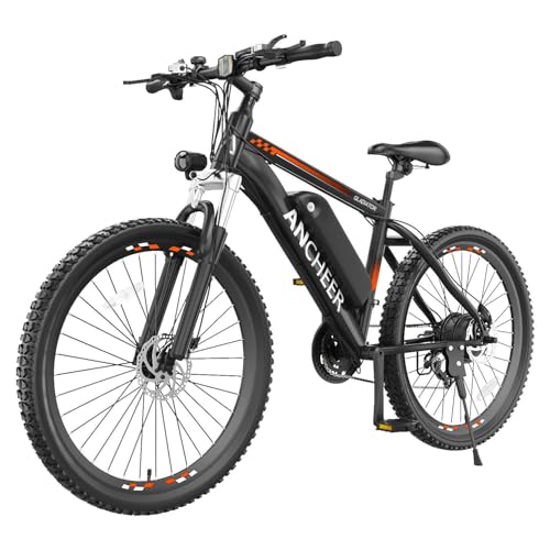 ANCHEER 500W 26" Electric Bike for Adults, [Peak 750W], 48V 10.4Ah Battery, Up to 55 Miles, 3H Fast Charge, Electric Mountain Bike, 2.1" eMTB Tire