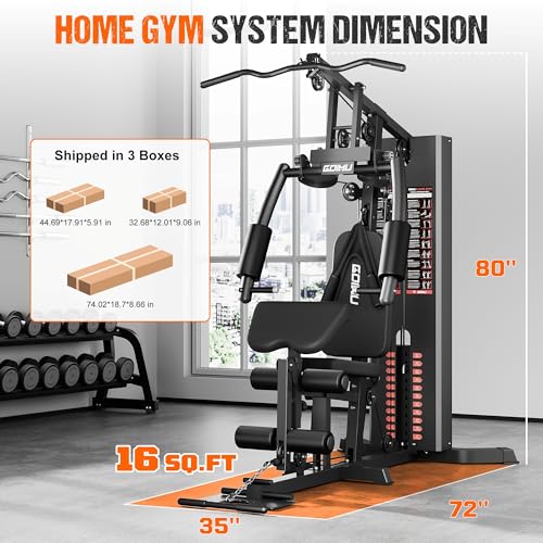 Home Gym, M1 Workout Station with 140LBS Weight Stack, Multifunctional Home Gym Equipment with Pulley System for Full Body Strength Training
