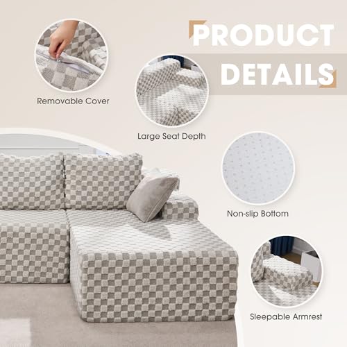 Modular Sectional Sofa Couches L-Shape Couch 3 Seat Modular Sofa Memory Foam Sectional Couches for Living Room