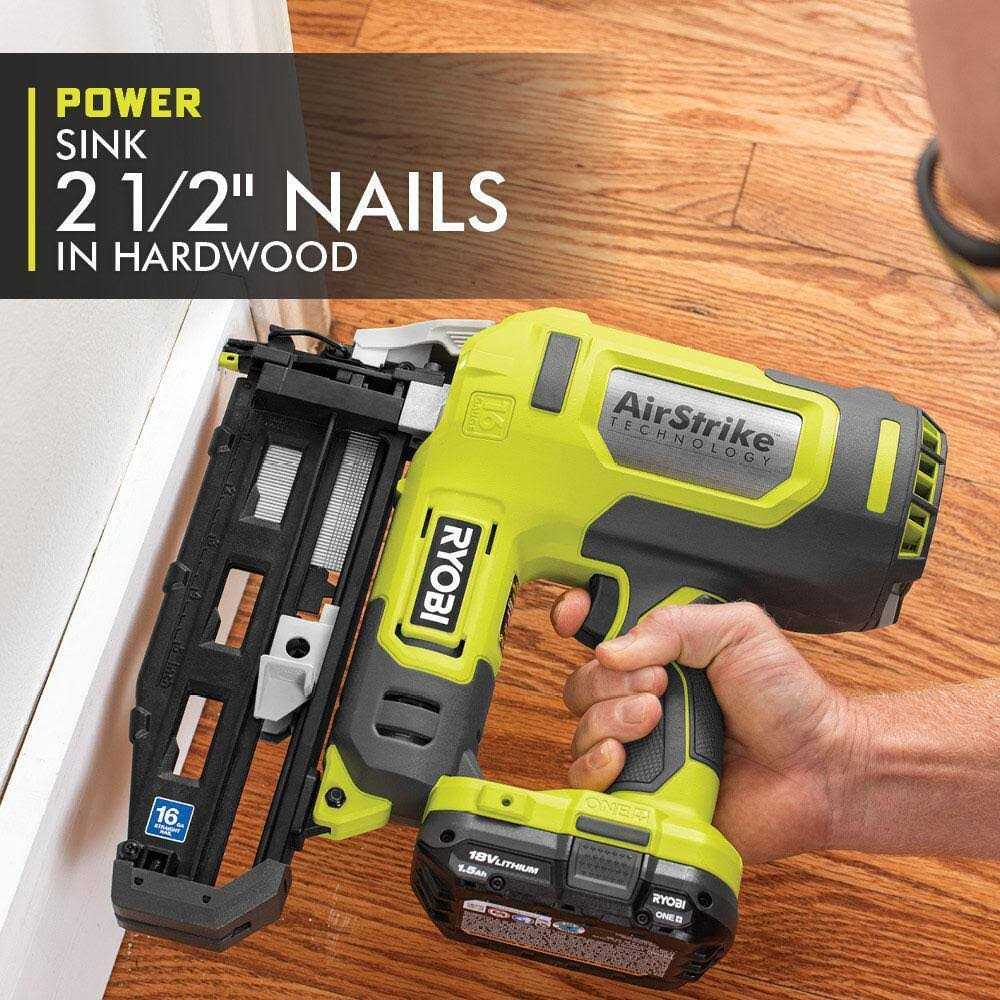 RYOBI ONE+ 18V Cordless 18-Gauge AirStrike Brad Nailer Kit with 16-Gauge AirStrike Finish Nailer, 1.5 Ah Battery, and Charger