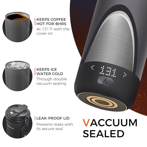 Happiness Self-Heating Travel Mug 20oz,Smart Rechargeable Electric Temperature Control Heated Coffee Cup