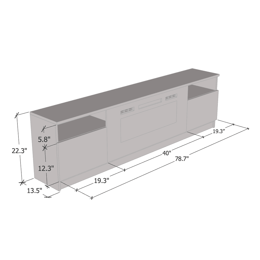 York WH02 Fireplace TV Stand for TVs up to 90", Modern High Gloss 79" Entertainment Center