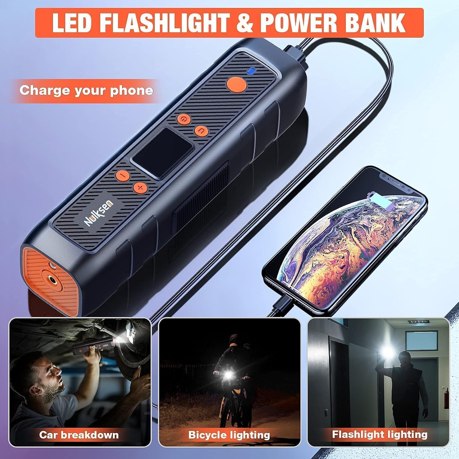 Nulksen Tire Inflator Portable Air Compressor, 150PSI Cordless Tire Pump with 6000 mAh Rechargeable Lithium Battery