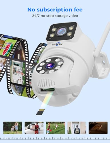 Hiseeu Wireless Security Camera System, 5G/2.4G WiFi, Dual Lens View, Full HD Color Night Vision, Smart Motion Detection, Auto Track,Two-Way Audio