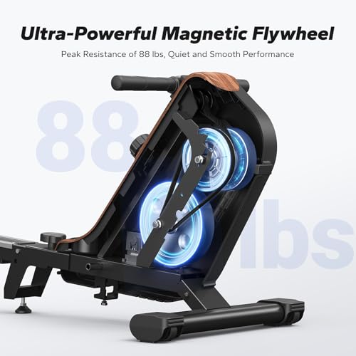 MERACH Rowing Machines for Home, Powerful Electromagnetic Row Machine with 51.2" Extended Rail, 16-Level Handle Resistance Adjustment Rower