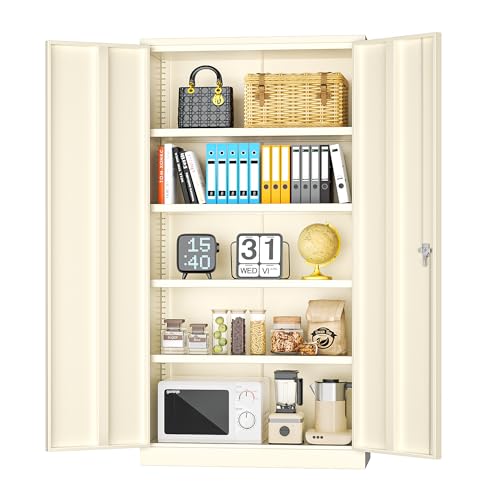 INTERGREAT Metal Storage Cabinets 72” Black Garage Steel Storage Cabinet with Doors and Shelves, Metal Tool Cabinet