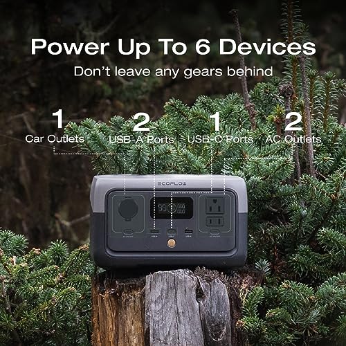 EF ECOFLOW Portable Power Station RIVER 2, 256Wh LiFePO4 Battery/ 1 Hour Fast Charging, 2 Up to 600W AC Outlets