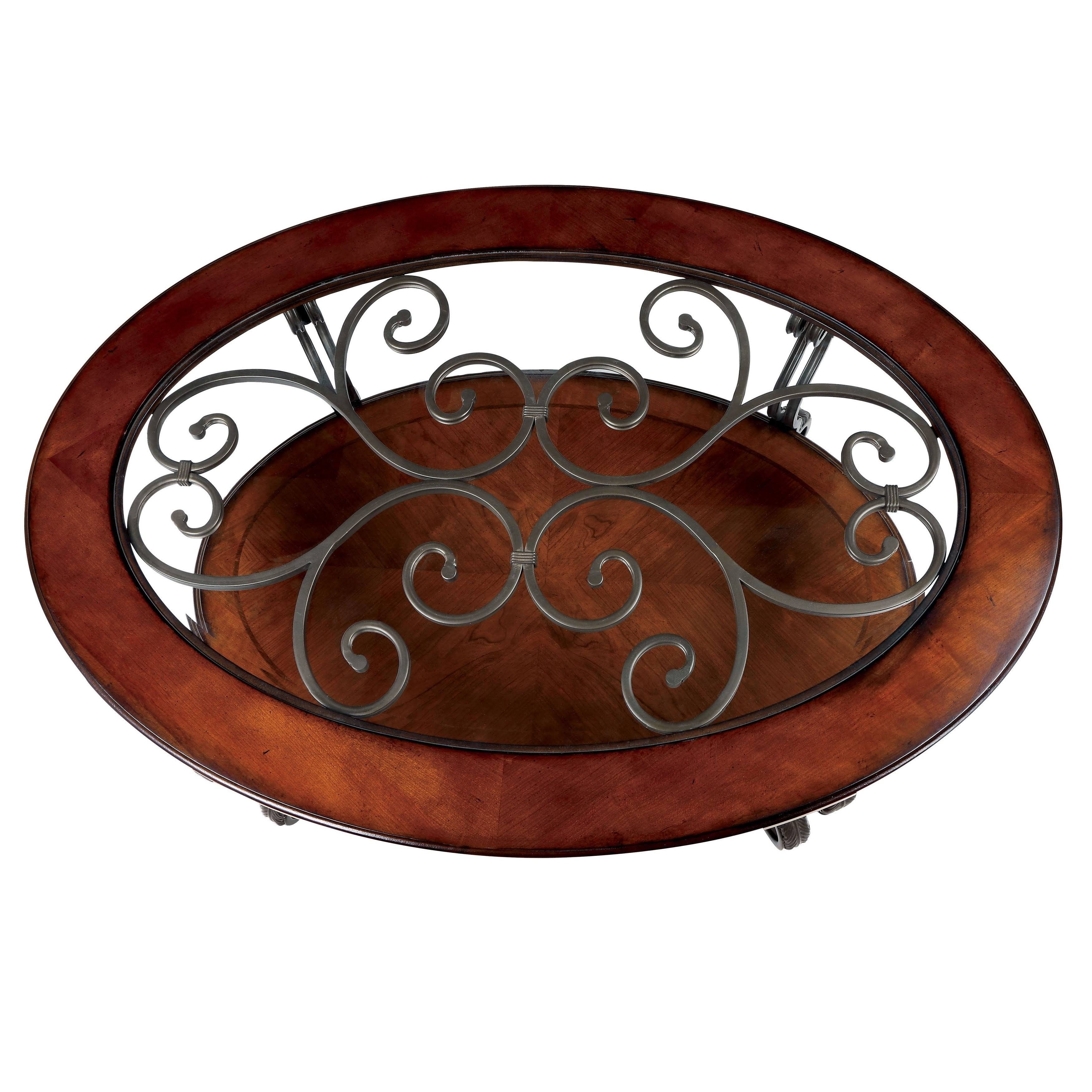 Furniture of America Raiz Traditional Cherry Oval Coffee Table, Brown