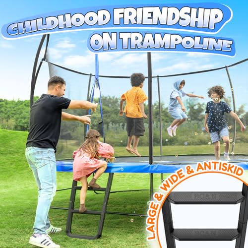 BCAN 8FT 10FT 12FT 14FT 15FT 16FT Recreational Trampoline with Enclosure for Kids Adults, ASTM Approved, Outdoor Trampolines with Ladder for Kids
