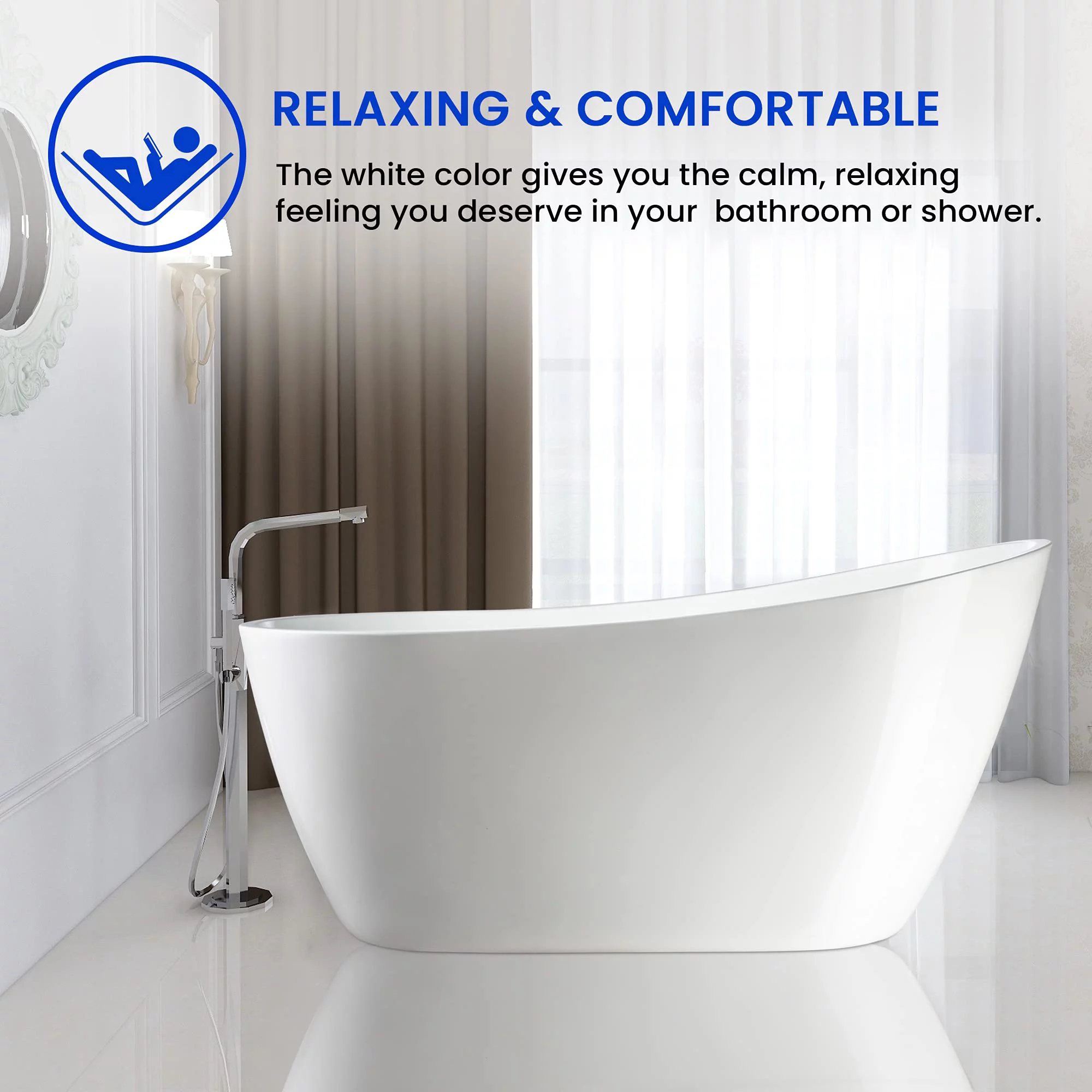 Vanity Art 55" x 28" Acrylic Freestanding Bathtub - Curated Treasures Market