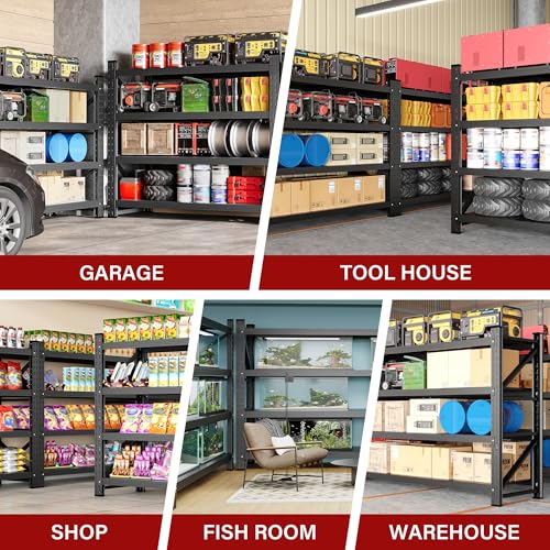 5000LBS Heavy Duty Garage Shelving Units,71.3" Wide & Deep Storage Shelves,Metal Garage Shelves,Large Storage Rack,Steel Shelf