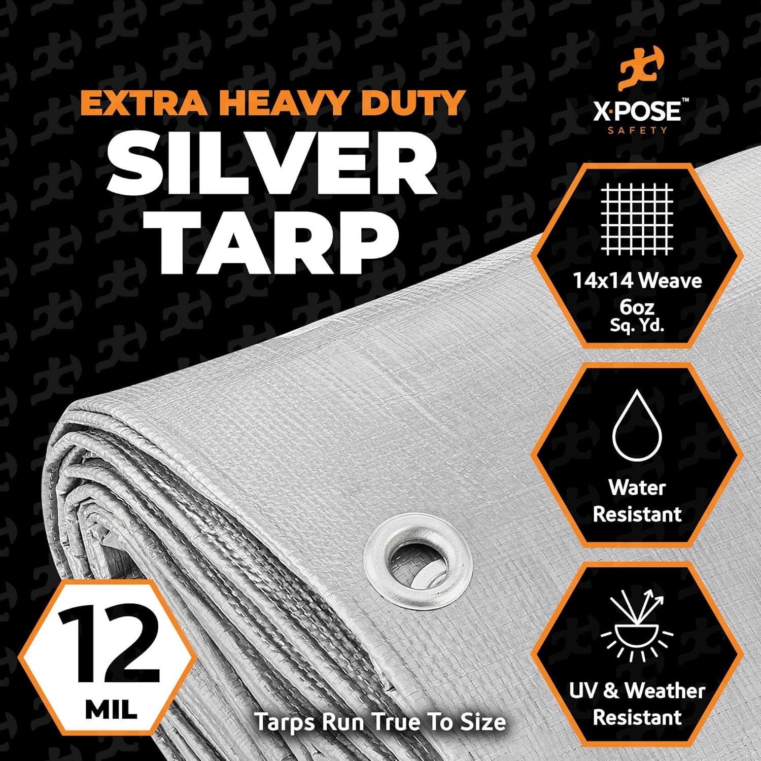 Heavy Duty Silver Poly Tarp 30' X 50' - Multipurpose Protective Cover - Durable, Waterproof, Weather Proof, Rip and Tear Resistant
