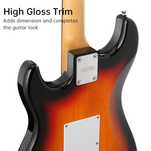 AODSK Electric Guitar with Amp Beginner Kit 39 Inch Solid Body Full Size,All Accessories,Digital Tuner,Six Strings,Four Picks,Tremolo Bar,Strap