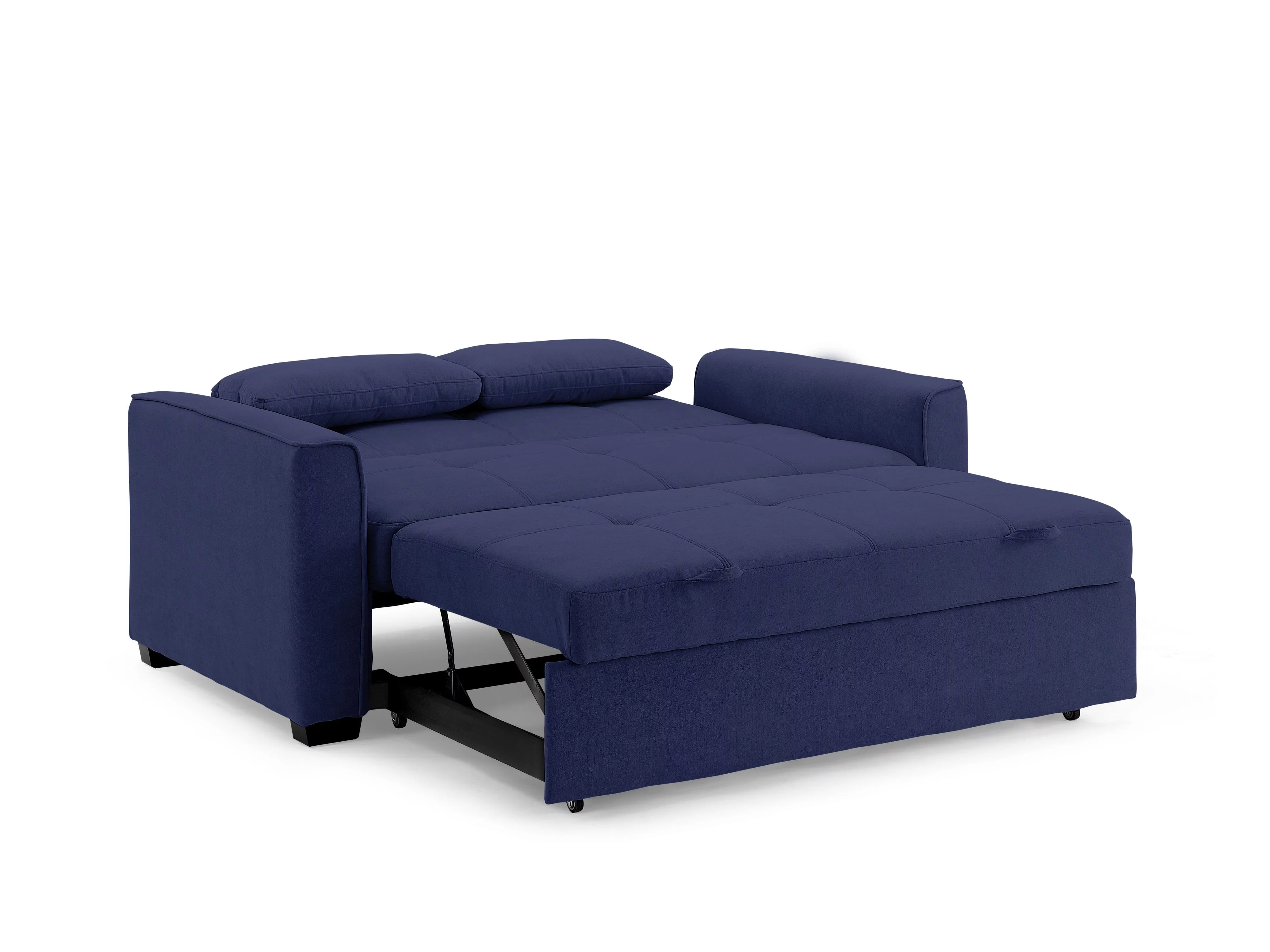 Nantucket Pull-Out Chenille Sleeper Sofa with Accent Pillows, Full Size, Navy