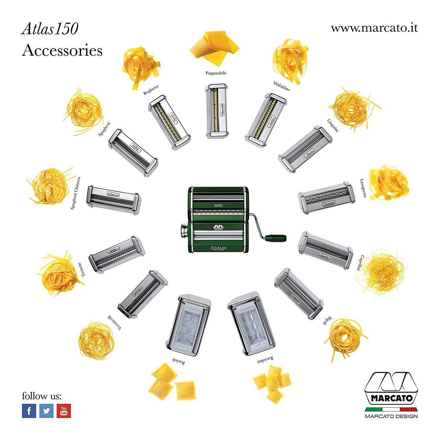 Marcato 8320 Atlas Pasta Machine, Made in Italy, Includes Pasta Cutter, Hand