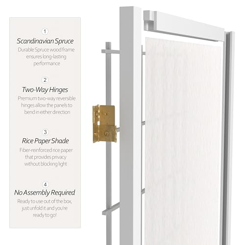 Red Lantern 6 ft. Tall Window Pane Shoji Screen-Natural-4 Panels Room Divider