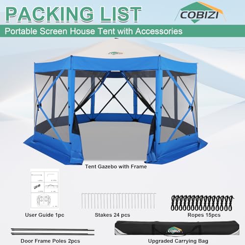 COBIZI 12x12ft Pop up Gazebo Screen Tent Screen House for Camping, Camping Outdoor Screened Gazebo, Canopy Tent