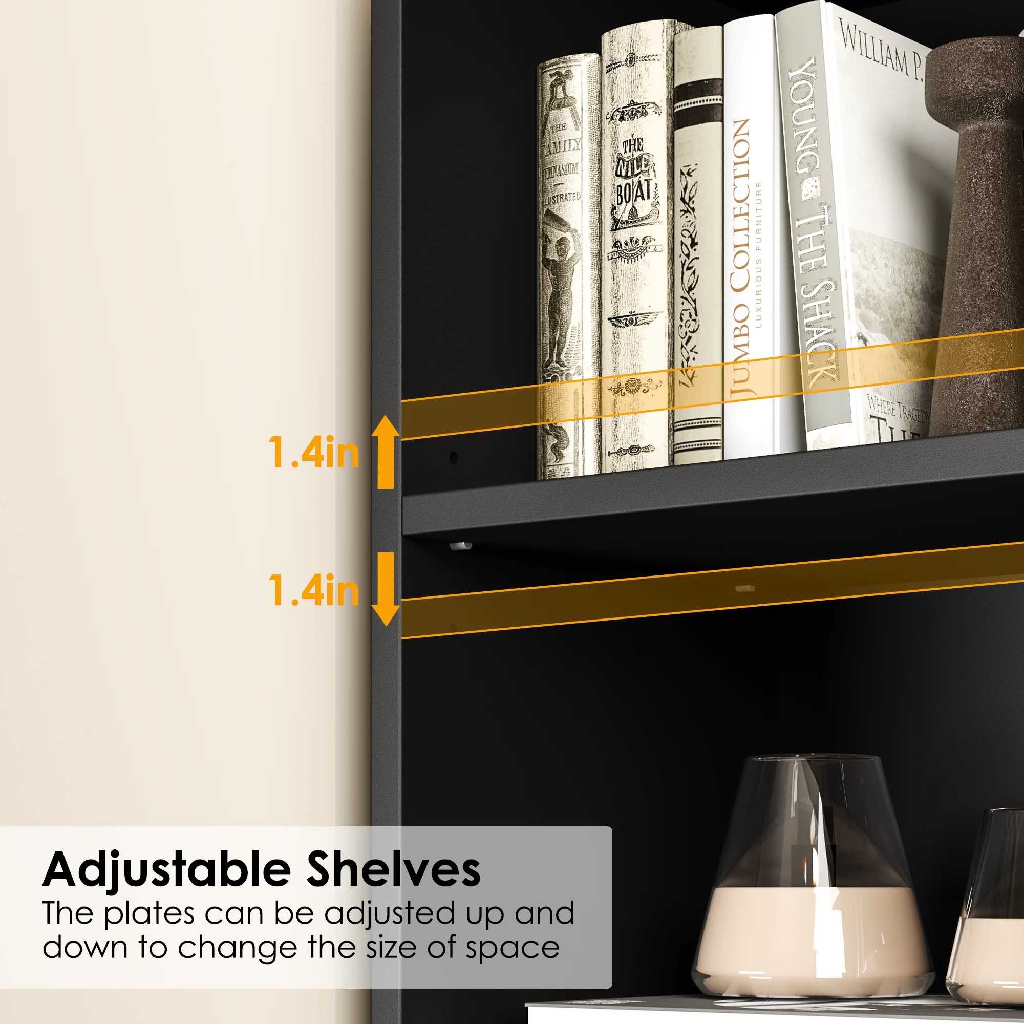 Homfa 21-Cube Bookcase and Bookshelves with Adjustable Shelves, Triple Width Open CD Display Storage Rack, Black