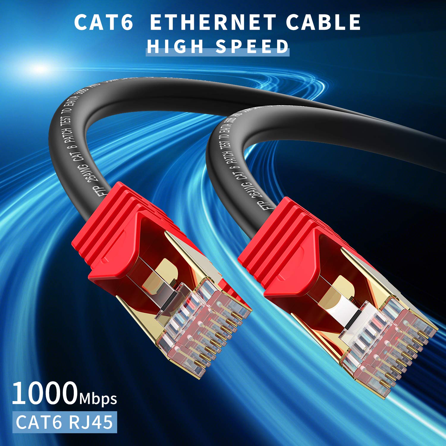 Outdoor Cat 6 Ethernet Cable 350ft, XXONE 26AWG Heavy-Duty Cat6 Networking Cord Patch Cable RJ45 LAN Wire Cable FTP Waterproof Direct Burial