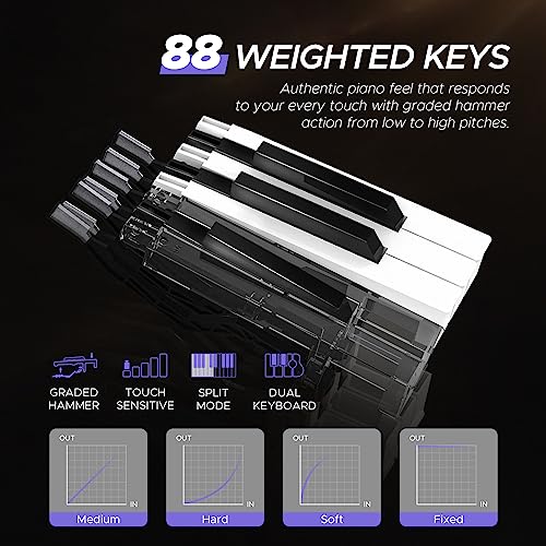 Starfavor 88 Key Full-Weighted Digital Piano, Electric Piano Keyboard for Beginner, Dual 30W Speakers, Graded Hammer Action 88 Keys, Triple Pedal
