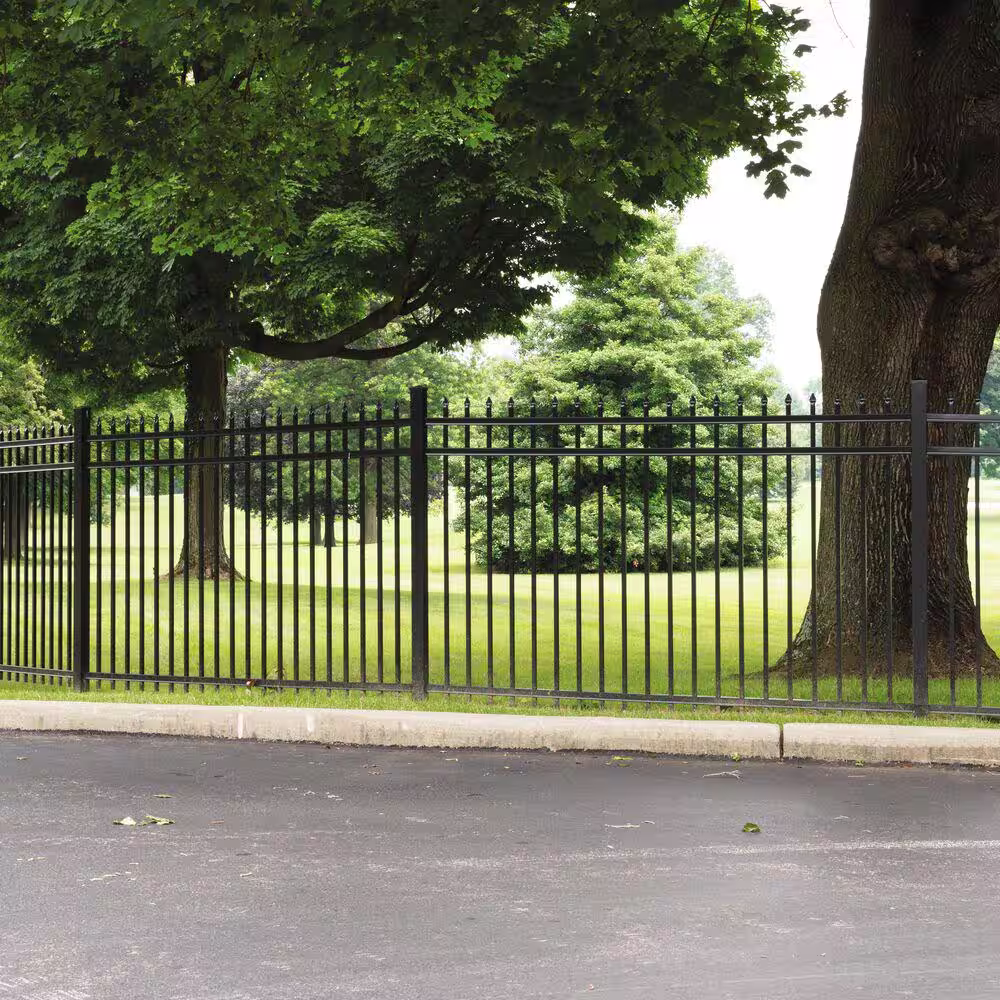 Barrette Outdoor Living Cascade Heavy-Duty 5 ft. H x 8 ft. W Black Aluminum Pre-Assembled Fence Panel