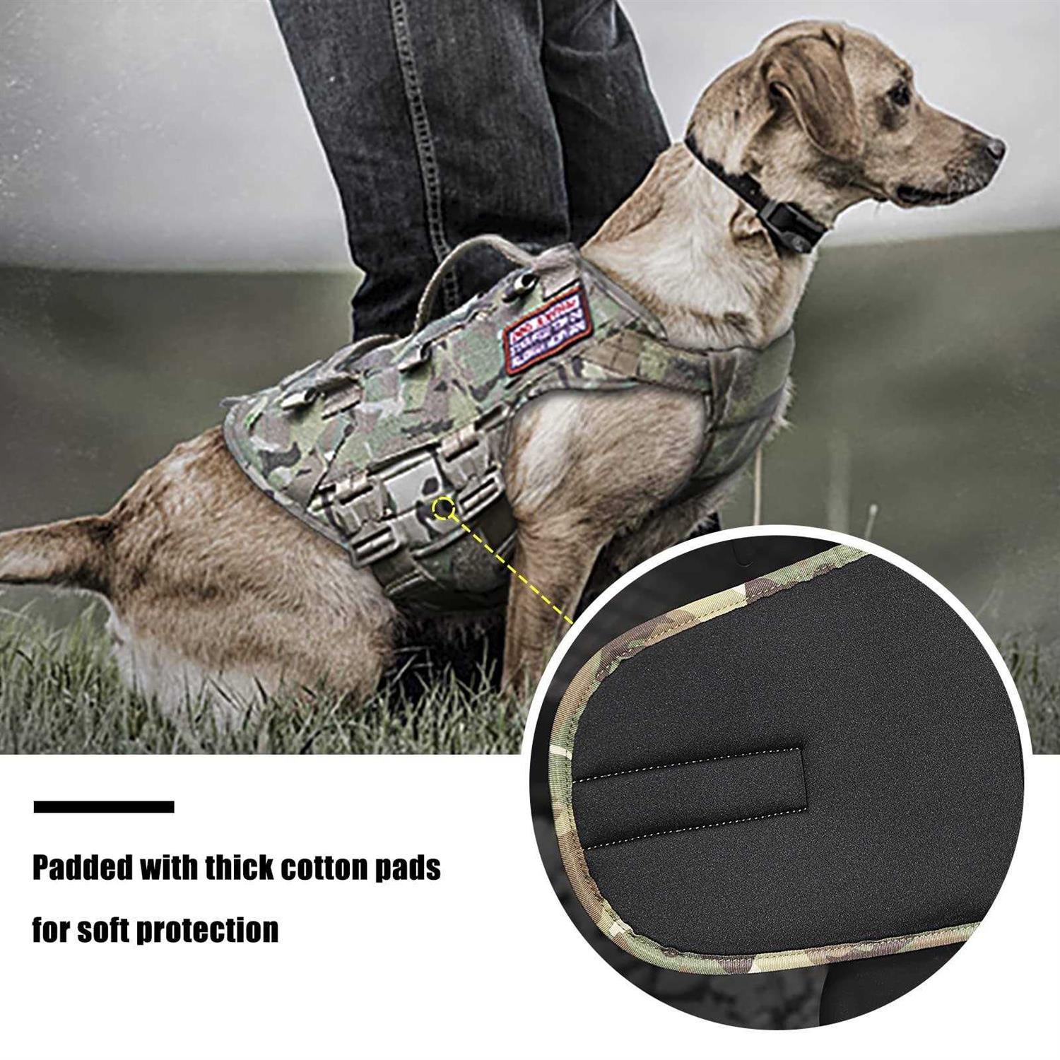 PETAC GEAR Tactical Dog Harness K9 Dog Training Vest Adjustable Padded Police Service Dog Working MOLLE Vests for Large Medium Dogs Mals GSD Lab