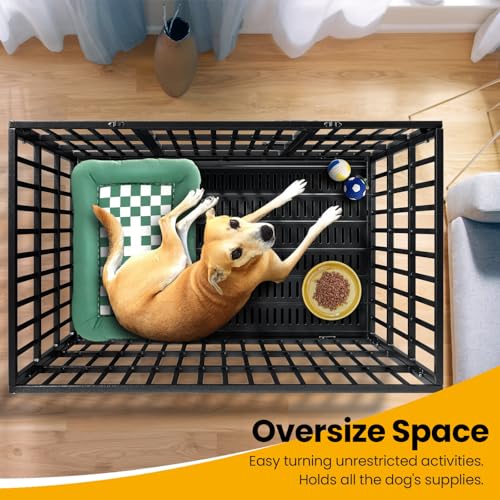 Oranland 48 inch Heavy Duty Indestructible Dog Crate,2025 New Upgraded Reinforced Baseplate for Large Dogs