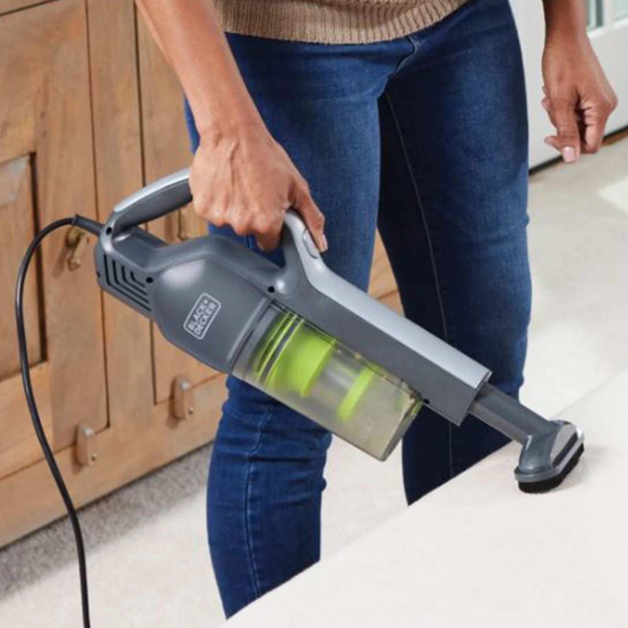 Black and Decker Stick Vacuum Cleaner with HEPA Filter, Gray and Green