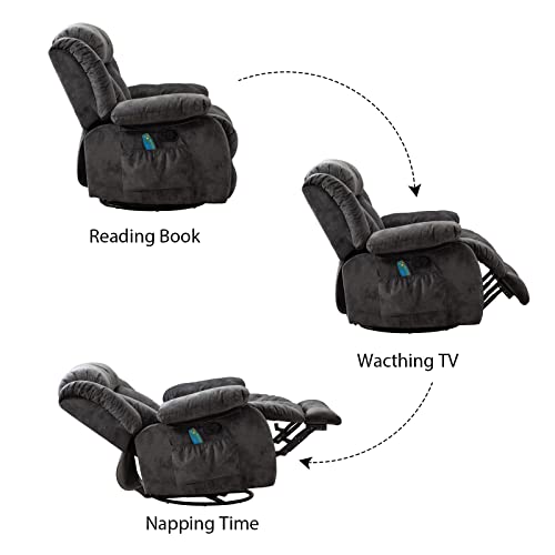 INZOY Massage Swivel Rocker Recliner with Heat and Vibration, Manual Rocking Recliner Chair with Vibrating Massage