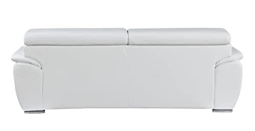 4571 Veal Collection Leather Upholstered Modern Living Room Chair, Loveseat, Sofa, White