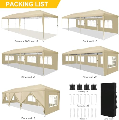 COBIZI Canopy 10x20 Pop Up Canopy Tent with 6 Sidewalls Party Tents for Parties Weddings Backyard Waterproof Canopy Outdoor Commercial Canopy Event