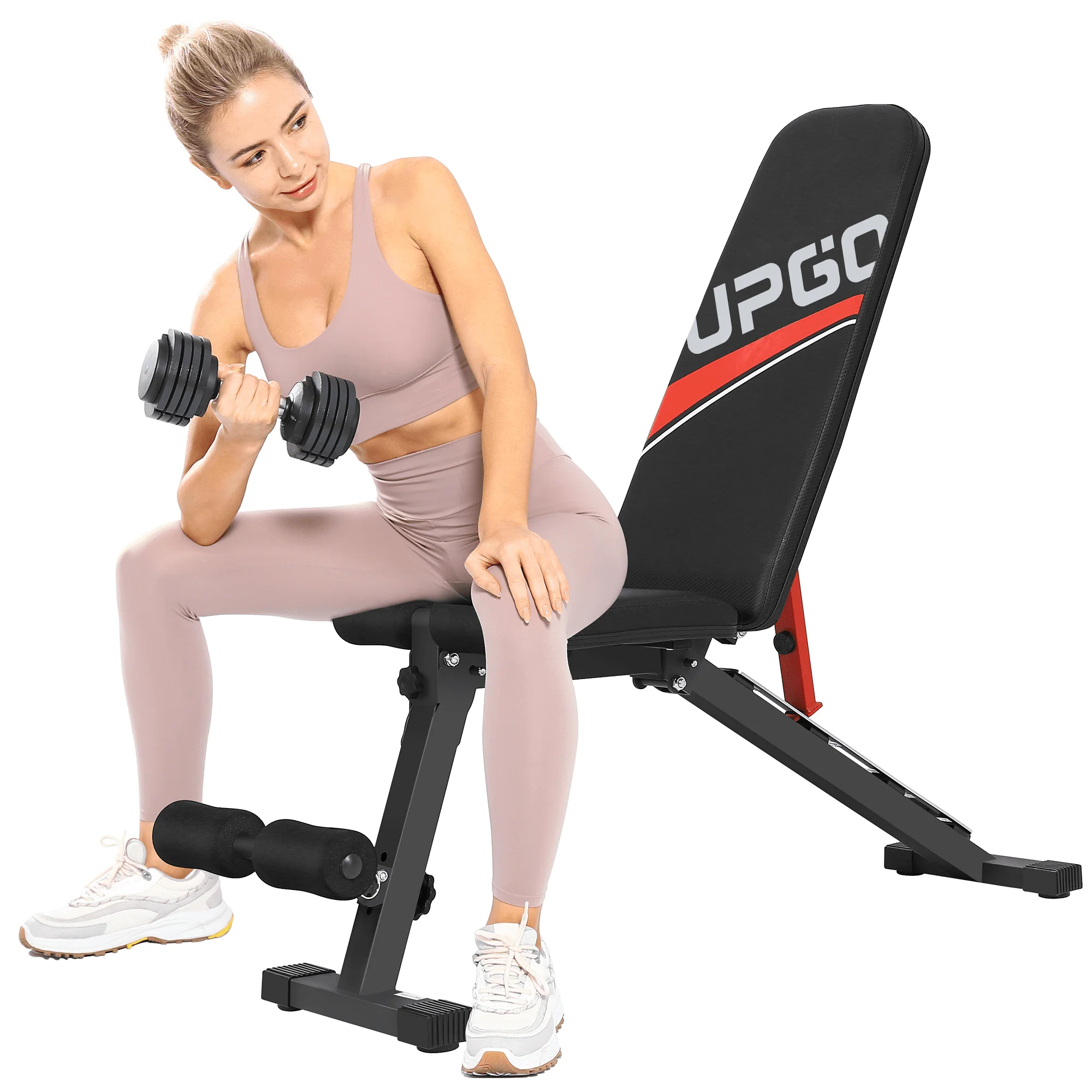 UPGO Adjustable Weight Bench with 660lbs Weight Capacity Foldable Workout Bench for Adult Up to 5.9' Gym Bench for Home