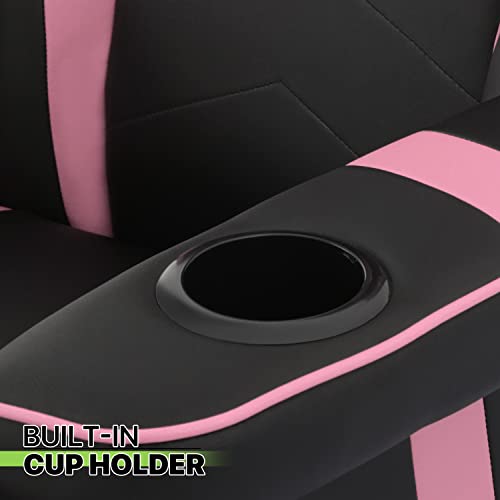 Magshion 360° Swivel Gaming Recliner Chair, Ergonomic PU Leather Reclining Chair with Adjustable Backrest, Footrest, Cup Holder & Neck Support